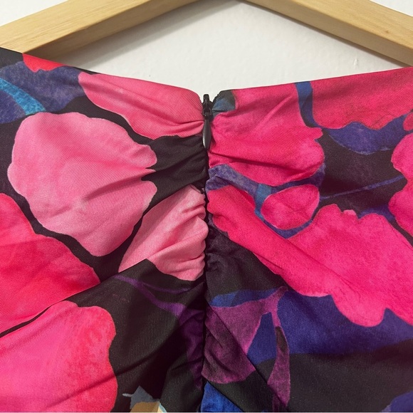 H&M Women’s XS Gathered Floral Ruched Puff Sleeve Fairy Bloomcore Retro Crop Top - Picture 5 of 7